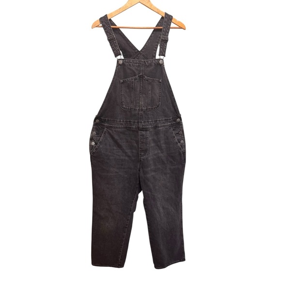Old Navy Black Slouchy Straight Ankle Jean Overalls Size 14 Petite - Picture 3 of 15